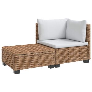 vidaXL 2 stk. Rattan Lounge S&aelig;t med Puder GENDT Naturlig rattan