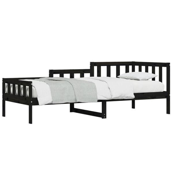 vidaXL daybed 90x190 cm massivt fyrretr&aelig; sort