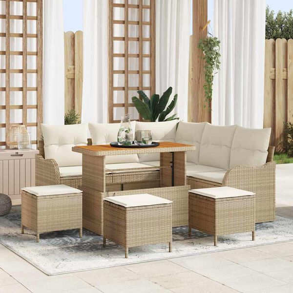 vidaXL Havesofa S&aelig;t 9 pcs Beige polyrattan