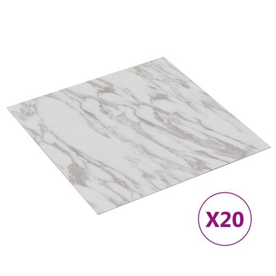 vidaXL selvklæbende gulvbrædder 20 stk. 1,86 m² PVC hvid marmor