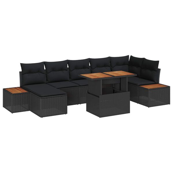vidaXL Havesofa S&aelig;t med opbevaring 8 pcs Sort Poly rattan