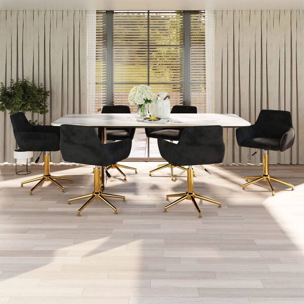 vidaXL drejelige spisebordsstole 6 stk. fl&oslash;jl sort