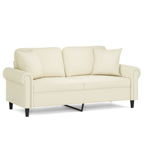 vidaXL 2-personers sofa med pyntepuder 140 cm velour cremefarvet