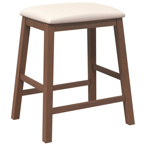 vidaXL barstole med hynder 2 stk. massivt gummitræ brun