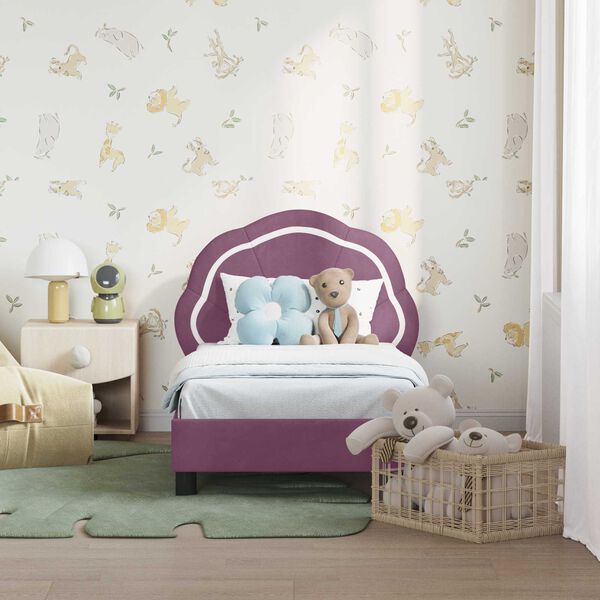 vidaXL Sengestel til tumling med hovedgærde Lilla 70 x 140 cm Fløjl