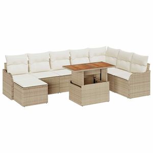 vidaXL Havesofa S&aelig;t med opbevaring 9 pcs Beige Poly rattan