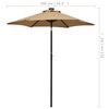 vidaXL parasol med LED-lys 200x211 cm aluminium gr&aring;brun