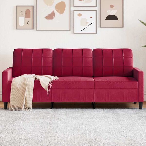 vidaXL 3-personers sofa 180 cm fl&oslash;jl vinr&oslash;d
