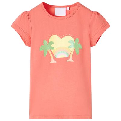 T-shirt til børn str. 92 koralrød