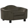 vidaXL hundesofa 67x47x36 cm plys m&oslash;rkegr&aring;