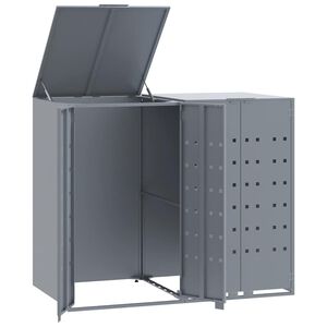 vidaXL skraldespandsskjuler 138x79x117 cm 2 rum st&aring;l gr&aring;