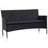vidaXL 3-personers havesofa med hynder polyrattan sort