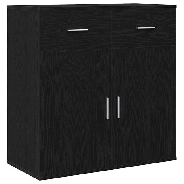 vidaXL Sideboard med skuffe Sort eg 79 x 38 x 80 cm Konstrueret træ