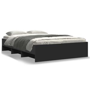 vidaXL sengestel 140x190 cm konstrueret tr&aelig; sort