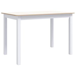 vidaXL spisebord 114 x 71 x 75 cm massivt gummitr&aelig; hvid og brun
