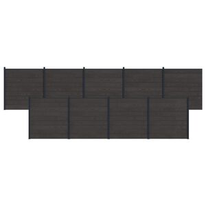 vidaXL Hegnss&aelig;t 9 pcs 1564 x 186 cm WPC og Aluminium Sort