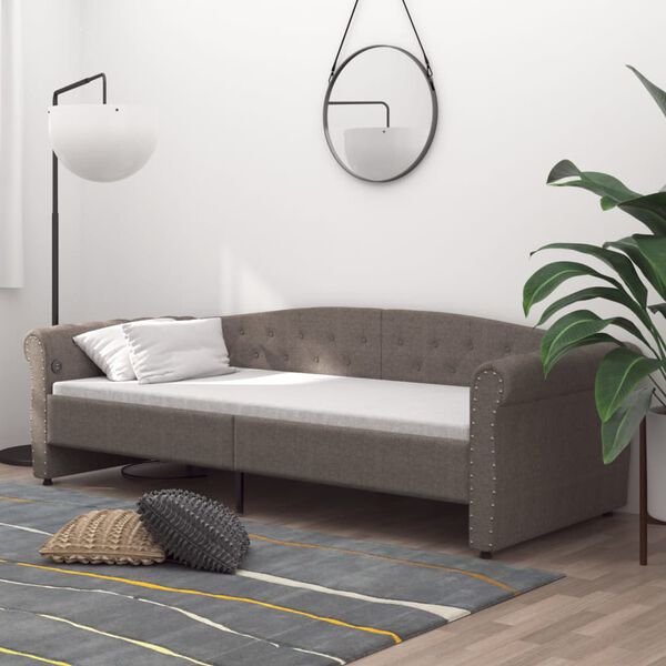 vidaXL daybed med madras og USB 90x200 cm stof gr&aring;brun