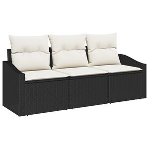 vidaXL Havesofa S&aelig;t med pude 3 pcs Sort og Hvid polyrattan