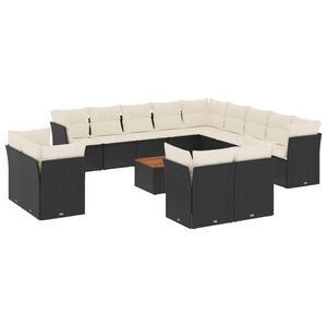 vidaXL sofas&aelig;t til haven 14 dele med hynder polyrattan sort