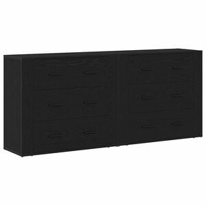 vidaXL Sideboard med skuffe Sort eg 160 x 33 x 70 cm Konstrueret tr&aelig;