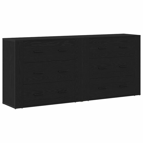 vidaXL Sideboard med skuffe Sort eg 160 x 33 x 70 cm Konstrueret tr&aelig;
