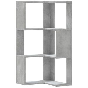 vidaXL bogreol til hj&oslash;rne 50x50x102cm 3hylder konstrueret tr&aelig; betongr&aring;