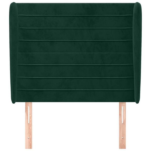 vidaXL sengegavl med kanter 93x23x118/128 cm fl&oslash;jl m&oslash;rkegr&oslash;n