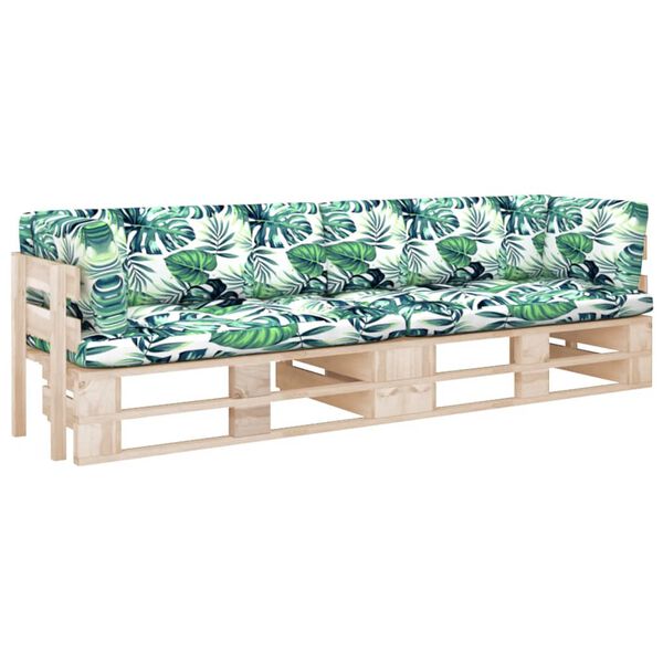 vidaXL 2-personers pallesofa med hynder impr&aelig;gneret fyrretr&aelig;