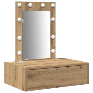 vidaXL Kl&aelig;deskab med spejllys Brun 60 x 40 x 70 cm Konstrueret tr&aelig;