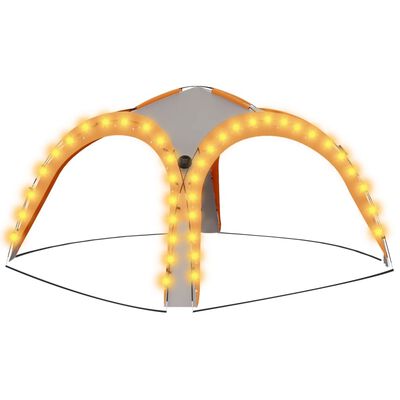 vidaXL festtelt med LED og 4 sidevægge 3,6x3,6x2,3 m grå og orange