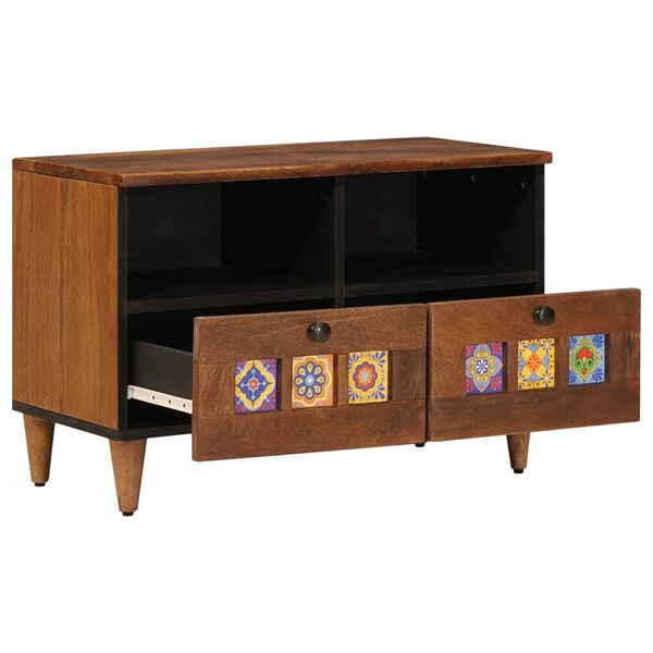 vidaXL Sofabord med skuffe Brun 80 x 54 x 40 cm Massivt mangotr&aelig;