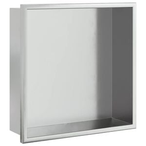 vidaXL brusehylde 32x32x9 cm rustfrit stil b&oslash;rstet s&oslash;lvfarve