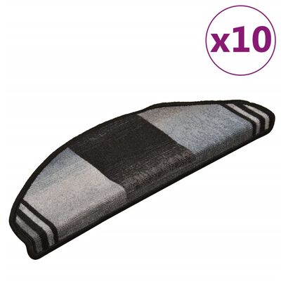 vidaXL selvklæbende trappemåtter 10 stk. 65x21x4 cm sort og grå
