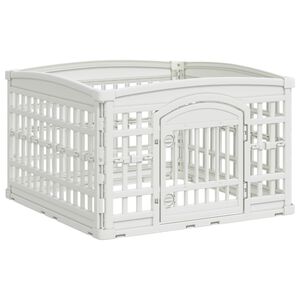 vidaXL 4-panelers hunde legegrind Hvid 91 x 91 x 58 cm Plastik