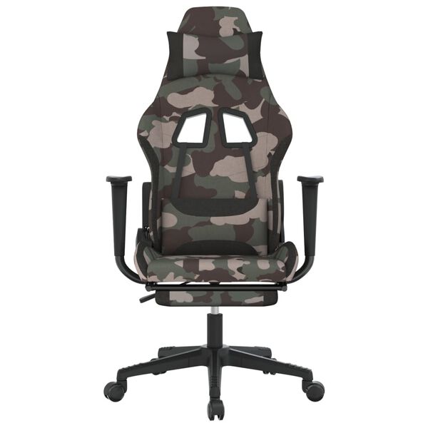 vidaXL drejelig gamingstol med fodst&oslash;tte stof sort og Camouflage