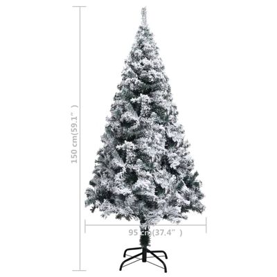 vidaXL kunstigt juletræ med lys og sne 150 cm grøn