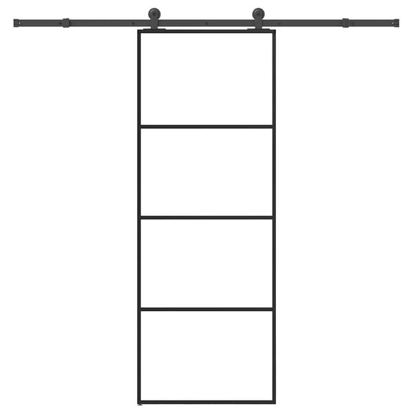 vidaXL skyded&oslash;r med hardwares&aelig;t 76x205 cm sikkerhedsglas aluminium