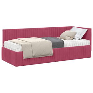 vidaXL Hj&oslash;rnesengramme med Madras 2 stk. Vinr&oslash;d 80 x 200 cm Fl&oslash;jl