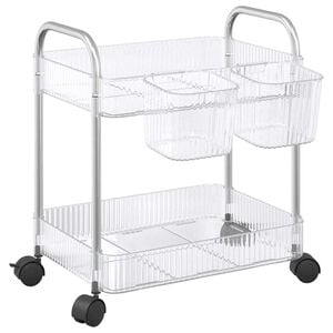 vidaXL opbevaringsvogn i 2 niveauer transparent 37x28x43,5 cm akryl