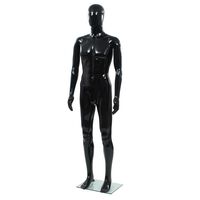 vidaXL mandemannequin fuld figur glassokkel sort højglans 185 cm