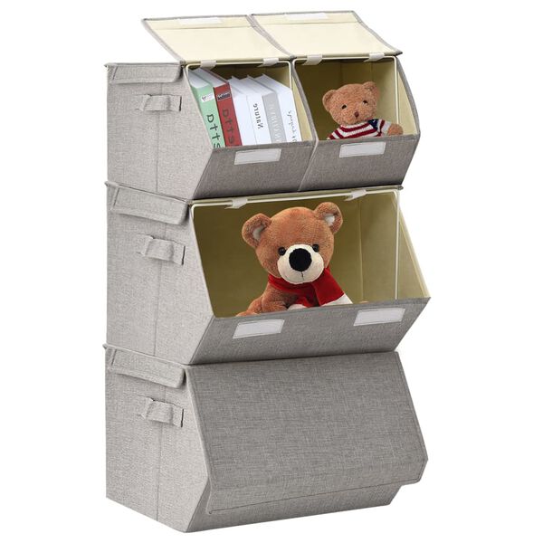 vidaXL stabelbare opbevaringskasser 4 stk. stof gr&aring;