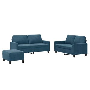 vidaXL sofas&aelig;t 3 dele med hynder velour bl&aring;