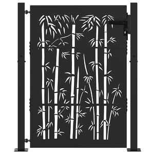 vidaXL Haveport 110 x 155 cm Pulverlakeret st&aring;l Sort L&aring;ses