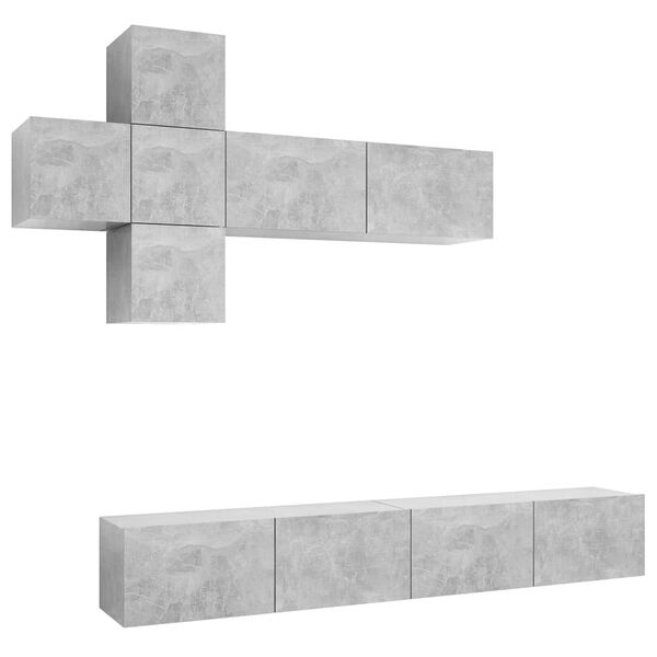 vidaXL tv-skabss&aelig;t 7 dele konstrueret tr&aelig; betongr&aring;