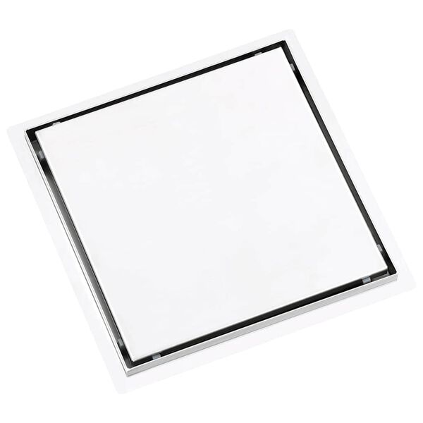 vidaXL gulvafl&oslash;b med 2-i-1 d&aelig;ksel 28x28 cm rustfrit st&aring;l