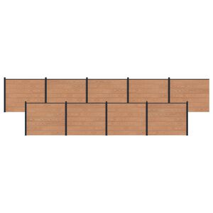 vidaXL Hegnspanel 9 pcs WPC og Aluminium Brun