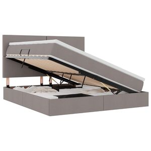 vidaXL Seng med opbevaring og LED Gr&aring;brun 180 x 200 cm Polyester