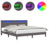 vidaXL Sengestel med LED-lysstrimler Gr&aring; 200 x 200 cm Kunstl&aelig;der