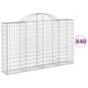 vidaXL buede gabionkurve 40 stk. 200x30x120/140 cm galvaniseret jern