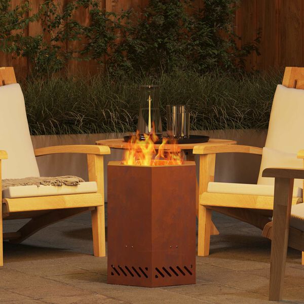 vidaXL R&oslash;gfri ildsted Brun 38 x 38 x 51 cm Cortenst&aring;l